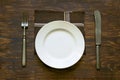 Cutlery, plate and napkin on the table