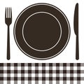 Cutlery, plate and tablecloth pattern Royalty Free Stock Photo