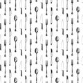 Cutlery seamless pattern design - kitchen, restaurant or cafe seamless background