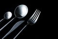 Black fork, knife and spoon Royalty Free Stock Photo
