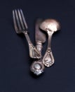 Cutlery set with fork, knife and spoon Royalty Free Stock Photo