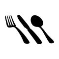 Cutlery set - fork, knife and spoon - black sihlouette Royalty Free Stock Photo