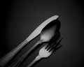 Cutlery set fork knife and spoon isolated on white background Kitchen Utensils Royalty Free Stock Photo