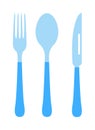 Cutlery set fork, knife and spoon vector illustration. Royalty Free Stock Photo