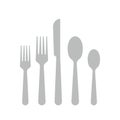 Cutlery set with fork, spoon and knife clipart vector illustration. Simple cutlery flat style vector design Royalty Free Stock Photo