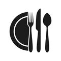 Cutlery set. Fork, spoon, knife. Realistic tableware. Kitchen utensil. Flat style. Vector illustration. EPS 10 Royalty Free Stock Photo
