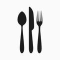 Cutlery set. Fork spoon knife. Realistic tableware. Kitchen utensil. Flat style. Vector illustration. EPS 10 Royalty Free Stock Photo