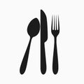 Cutlery set. Fork, spoon, knife. Realistic tableware. Kitchen utensil. Flat style. Vector illustration. EPS 10 Royalty Free Stock Photo