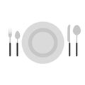 Cutlery set fork vector spoon knife isolated kitchen restaurant meal food lunch dishware Royalty Free Stock Photo