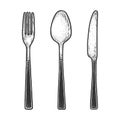 Cutlery set sketch engraving vector illustration