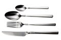 Cutlery set-spoon, fork, knife, on white background isolated Royalty Free Stock Photo