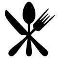 Cutlery. Silhouette. Knife, fork and spoon. Vector set of illustrations. Outline on an isolated white background. Flat style. Royalty Free Stock Photo