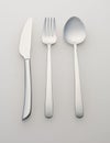 cutlery silverware set with fork, knife and spoon isolated on white Royalty Free Stock Photo