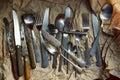 Cutlery silverware vintage antiques rusty