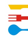 Cutlery, spoon, fork and knife, multicolored vector illustratiion