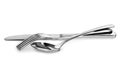 Cutlery. Spoon,fork and knife stacked up on a white Royalty Free Stock Photo