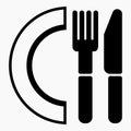 Cutlery. A spoon and a fork. Plate. Illustration of a cafe