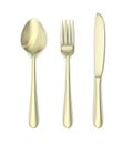 Cutlery: spoon, knife, fork. Isolated on white Royalty Free Stock Photo