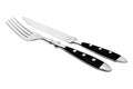 Cutlery steak set - silver steak fork and steak knife Royalty Free Stock Photo