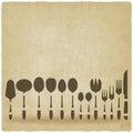 Cutlery tableware set old background