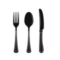 Cutlery on a transparent background. Fork knife and spoon silhouettes. Vector Royalty Free Stock Photo