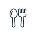 cutlery vector icon isolated on white background. Outline, thin line cutlery icon for website design and mobile, app development. Royalty Free Stock Photo