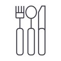 Cutlery vector line icon, sign, illustration on background, editable strokes Royalty Free Stock Photo