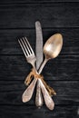 Cutlery. Vintage On a wooden background.