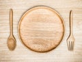cutlery Wooden on wooden background. Top view