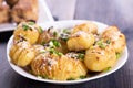 Cutlet cordon bleu and hasselback potatoes