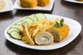 Cutlet de volaille with fries Royalty Free Stock Photo