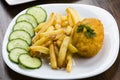 Cutlet de volaille with fries Royalty Free Stock Photo