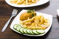 Cutlet de volaille with fries Royalty Free Stock Photo