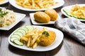 Cutlet de volaille with fries Royalty Free Stock Photo