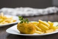 Cutlet de volaille with fries Royalty Free Stock Photo