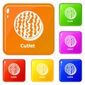 Cutlet icons set vector color Royalty Free Stock Photo