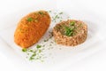 Cutlet of turkey meat with buckwheat cereal Royalty Free Stock Photo