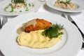 Cutlets in a batter with mashed potatoes