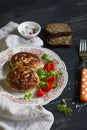 Cutlets of pork with vegetable salad Royalty Free Stock Photo