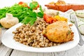 Cutlets of turkey with buckwheat and mushrooms Royalty Free Stock Photo