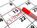 Cutoff word on calendar