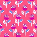 Cutout bold bright pink flower seamless pattern.