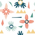 Cutout flowers and floral element seamless pattern