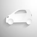 Cutout paper background. White Car sign icon