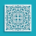 Ornamental square tile with cutout paper pattern