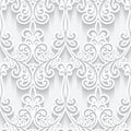 Cutout paper ornament, white seamless pattern