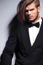 Cutout picture of an elegant young fashion man with long hair Royalty Free Stock Photo