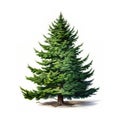 Cutout pine tree. Fir isolated on white background. High quality clipping mask, professional composition. Evergreen tree Royalty Free Stock Photo