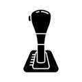 Cutout silhouette Automatic transmission, car gearbox icon. Outline logo of gear shift with button. Black simple illustration of Royalty Free Stock Photo