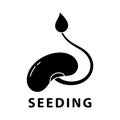 Cutout silhouette Bean sprout with leaf icon for seeding theme. Outline logo of fresh bean and soy products. Black illustration. Royalty Free Stock Photo